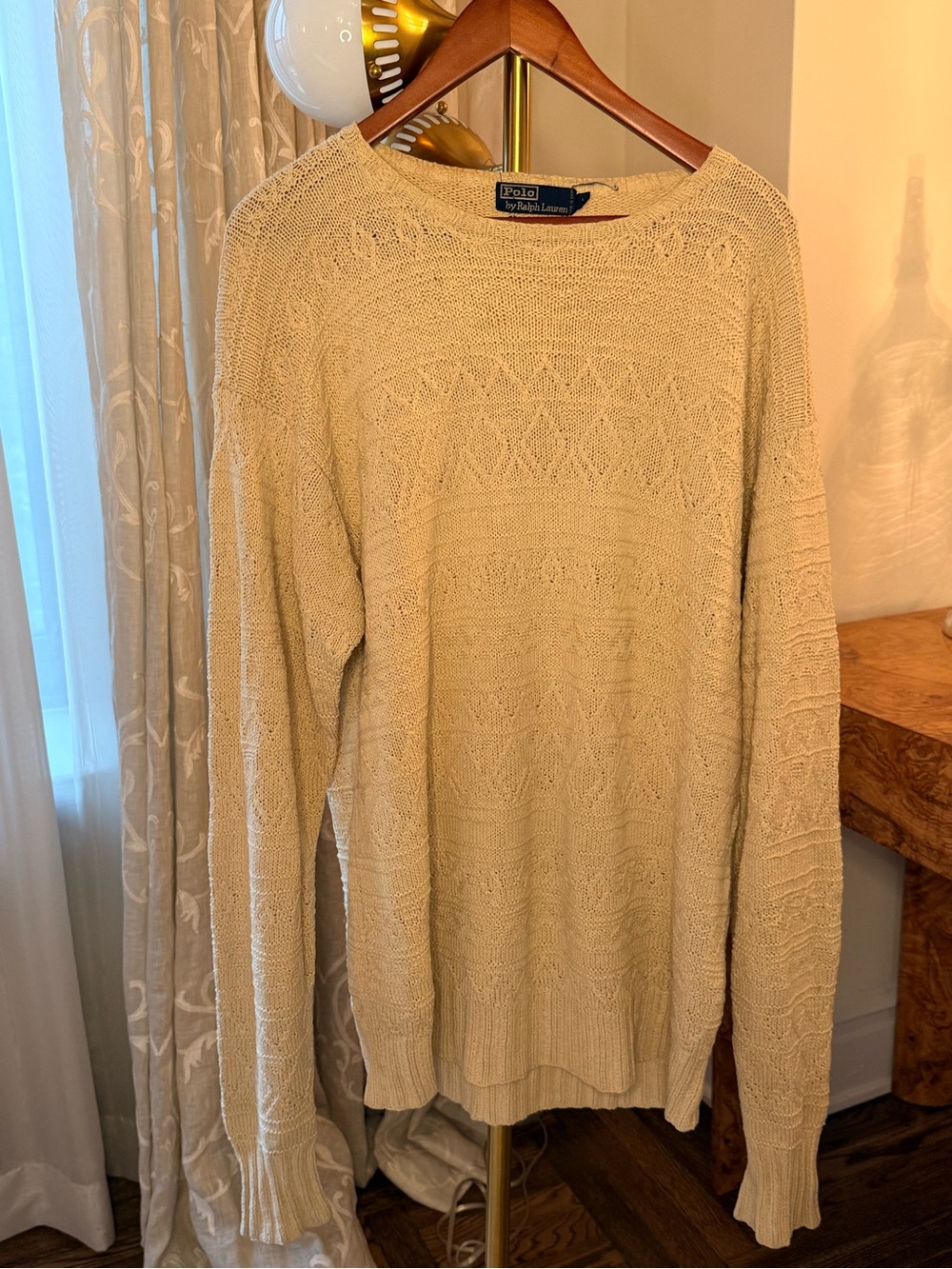 Ralph Lauren Men’s Cream Crewneck Knit Sweater